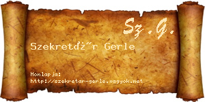 Szekretár Gerle névjegykártya